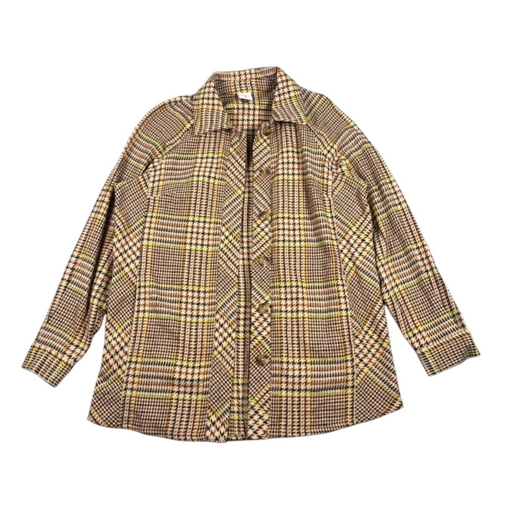 CAbi Yorkshire Shacket Brown/Yellow Check M – Excellent